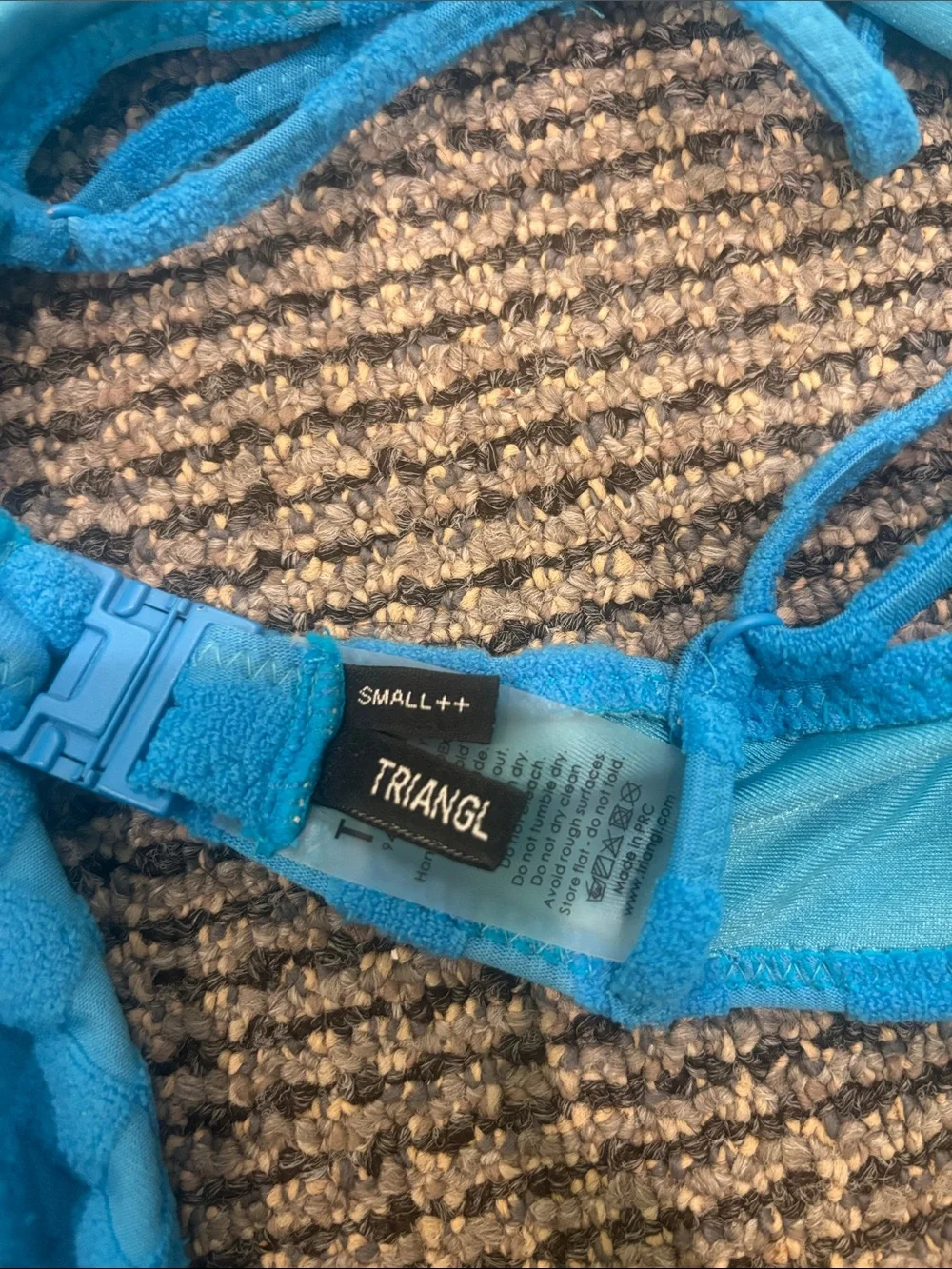 triangl swimwear Blue Checker Textured Bikini Set